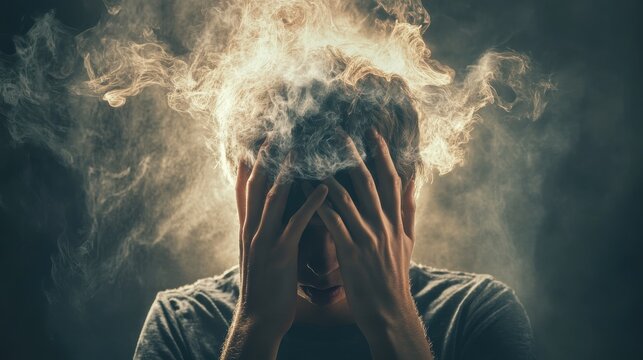 Stock photo of a person looking confused and disoriented due to brain fog