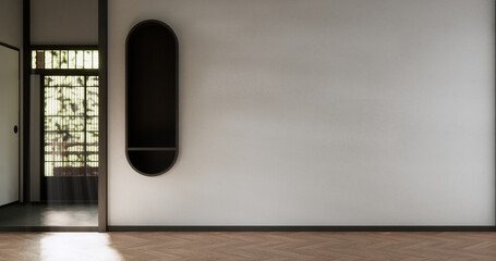 shelf wall design on empty  Living room japanese deisgn