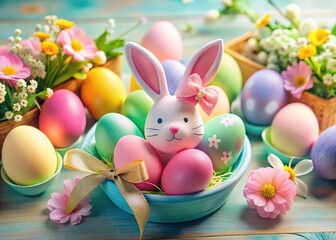 Obraz premium Bunny Eggs in Vibrant Pastel Hues