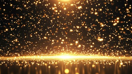 Glowing golden particles create a magical, festive atmosphere perfect for celebrations or elegant events