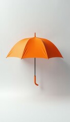 Obraz premium A single, vivid orange umbrella against stark white , white, orange