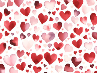 Seamless Watercolor Red Heart Pattern for Valentine’s Day