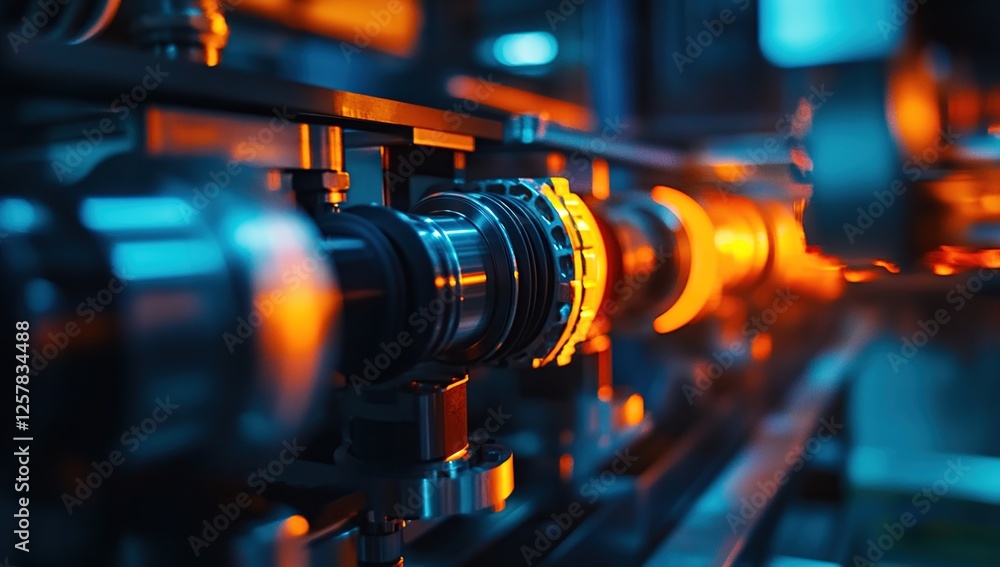 Aufkleber industrial machinery: close-up view of complex automated system's precise movements and intricate ge