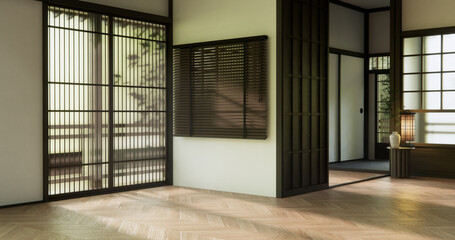 Muji style Empty room minimal with wood panels wall background