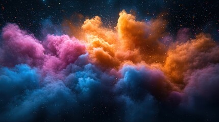 Cosmic Nebula Colorful clouds, stellar dust, space background, abstract art