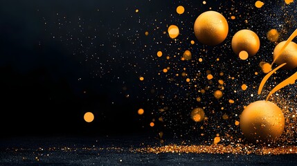 Fototapeta premium Luxurious black and gold backdrop with mesmerizing sparkling light effects creating an elegant and glamorous atmosphere This abstract digital features a rich