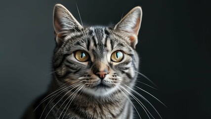 Obraz premium Close up portrait of a curious cat with striking eyes, showcasing beauty and personality in a captivating manner