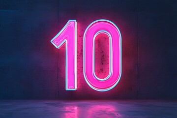 Digital symbol '10' glowing in pink and blue neon light, offering a modern and stylish numeric representation.