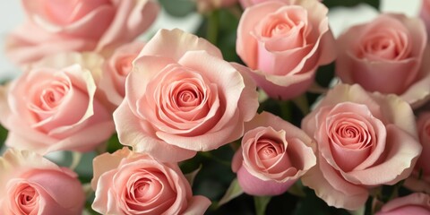 Naklejka premium A delicate arrangement of pink roses, suitable as a romantic or celebratory gift.