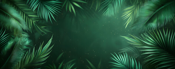 Lush Green Tropical Paradise Palm Leaves Background Image