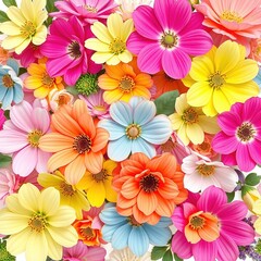 Fototapeta premium Floral Symphony in Pastel: A Tapestry of Summer Colors