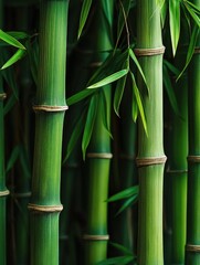 Obraz premium Closeup of green bamboo in field.