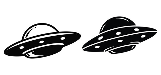 Fototapeta premium A Space UFO vector and silhouette on a white background 