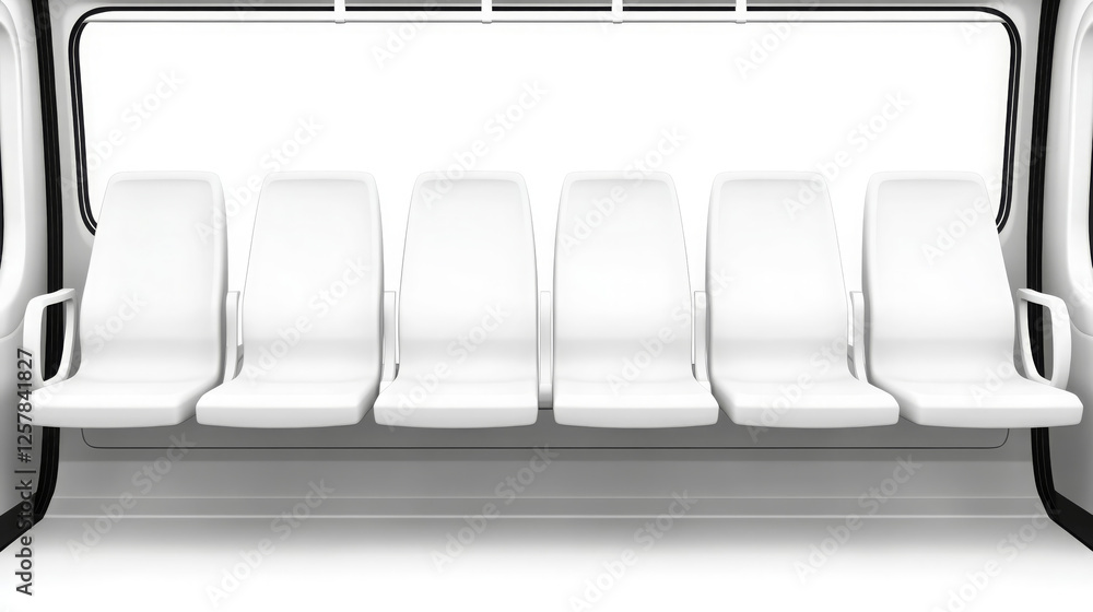 Poster modern white seating in minimalist public transport setting, showcasing simplicity and functionality