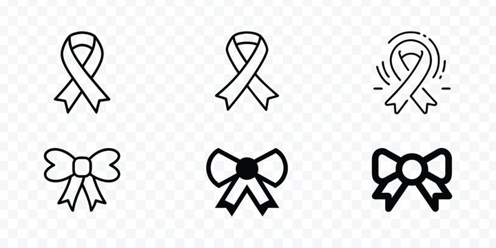 Bow icon, adjustable ribbon icons set, Decorative bows vector icon set. Bowand ribbon icon