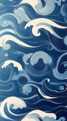 Dynamic Ocean Waves Abstract Art Print
