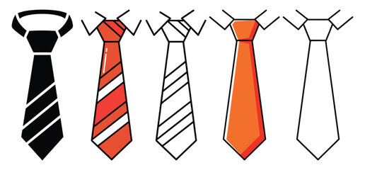 A Tie  Vector Art and  silhouette on a white background 