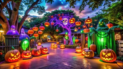 Fototapeta premium Halloween Decoration in Houston Zoo, Texas, USA