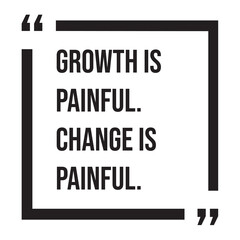 Growth is painful, change is painful, inspirational design quote, motivational quotes, typography illustration lettering quotes