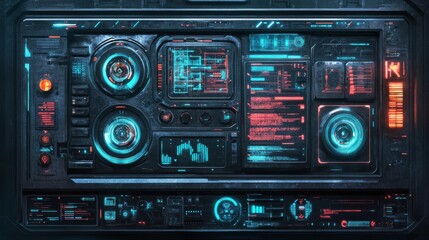 Futuristic interface with advanced network security protocols and digital protection