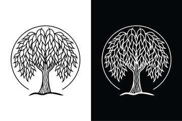 Willow tree icon vector on White Background ,Vector Art Illustration on white background.