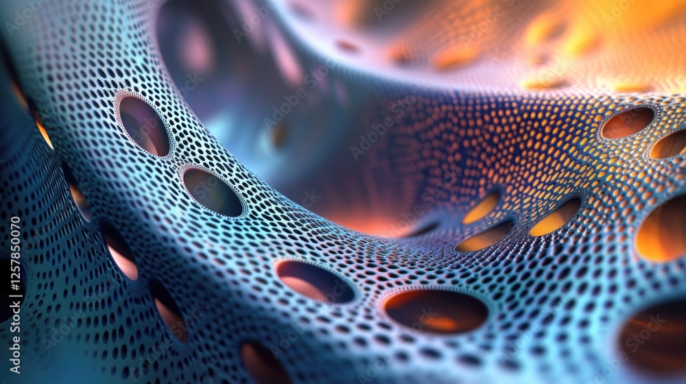Poster close-up of intricate microscopic textures with a bokeh effect in soft focus.