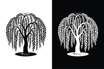 Willow tree icon vector on White Background ,Vector Art Illustration on white background.