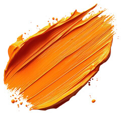 orange paint brush stroke isolated on transparent background