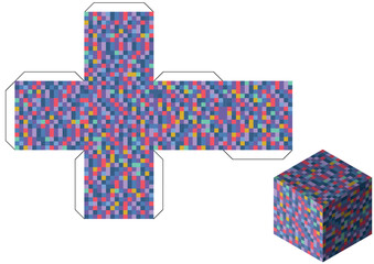 Obraz premium A colorful isometric vector illustration of pixelated cubes and blocks arranged in a playful, geometric pattern. Perfect for retro-style video games, creative designs, or crafting concepts