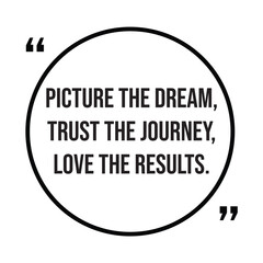 Picture the dream, trust the journey, love the results, inspirational design quote, motivational quotes, typography illustration lettering quotes