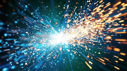 Dynamic light burst showcasing vibrant colors and radiant particles, perfect for creative designs or high tech themes