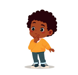 kid boy thinking  vector illustration	