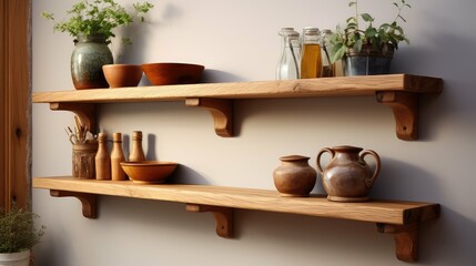 shelves wood stained
