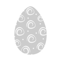 Decorative Easter Egg pattern hand drawn ornament in grayscale. Easter greeting design element idea