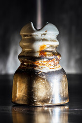 Old ceramic electrical insulator, used in old power and telecommunication lines