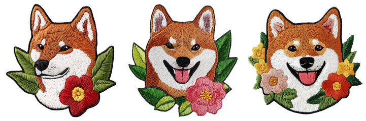 Embroidered Dog Portraits with Floral Accents