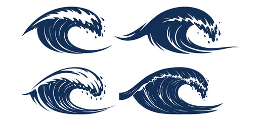 A Sea Wave Silhouette Vector Art and  silhouette on a white background 