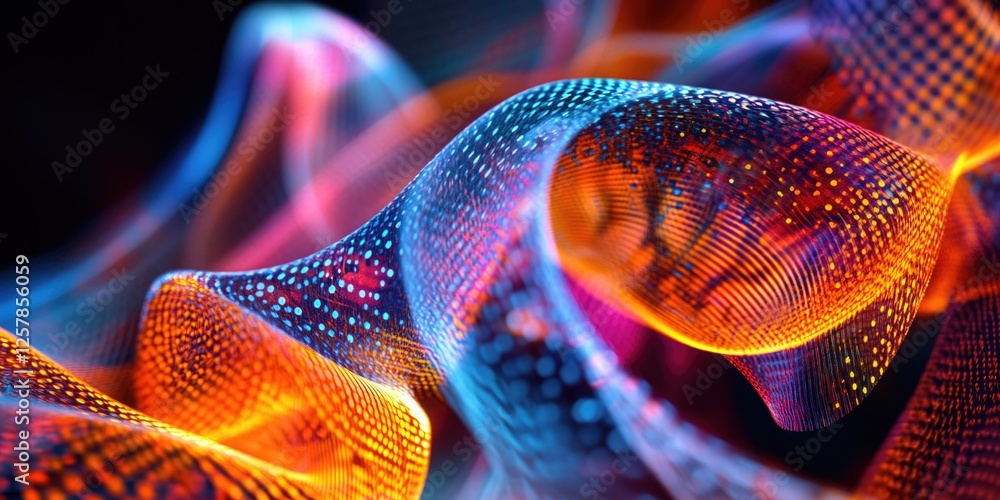 Poster vibrant digital design with neon light effects, futuristic and tech-oriented