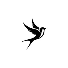 Simple Black Animal Silhouette Logo Swallow Bird
