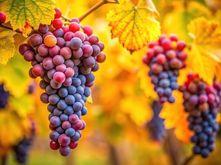 Fototapeta premium Ripe Pinot Grape Bunch Glowing in Autumn