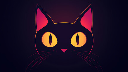 Fototapeta premium Mysterious and Cute: A Cartoon Black Cat Close-Up