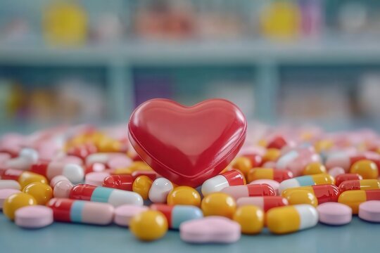 Heart health awareness statins and medications pharmacy setting health imagery wellness concept