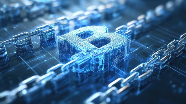 Blockchain technology network futuristic hud background with chain of blocks polygon peer to peer network. Global cryptocurrency blockchain fintech business banner concept.