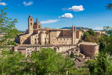 view of the palazzo ducal in urbino italy
