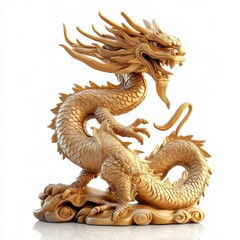 Fototapeta premium chinese dragon statue on white background