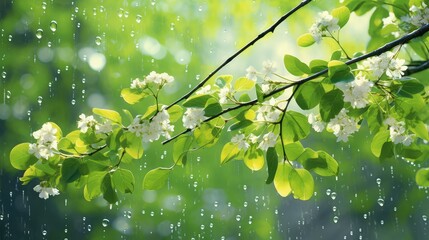 raindrops springtime nature