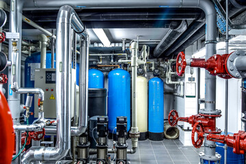 Thermal power plant piping at modern factory