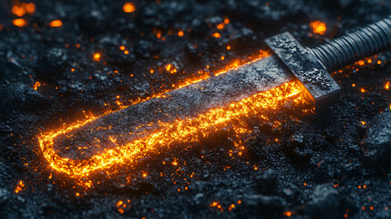 a knife is laying on a piece of metal