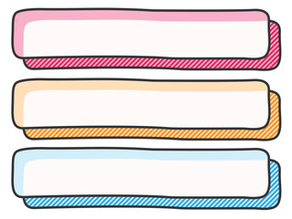 POPに使える漫画風囲み枠横長3種セット　フリーハンド　ストライプ（Affinity Designer版）