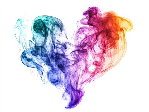 The smoke is colorful and it looks like a heart
